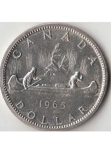 CANADA dollaro in argento Canoa 1965 buona conservazione